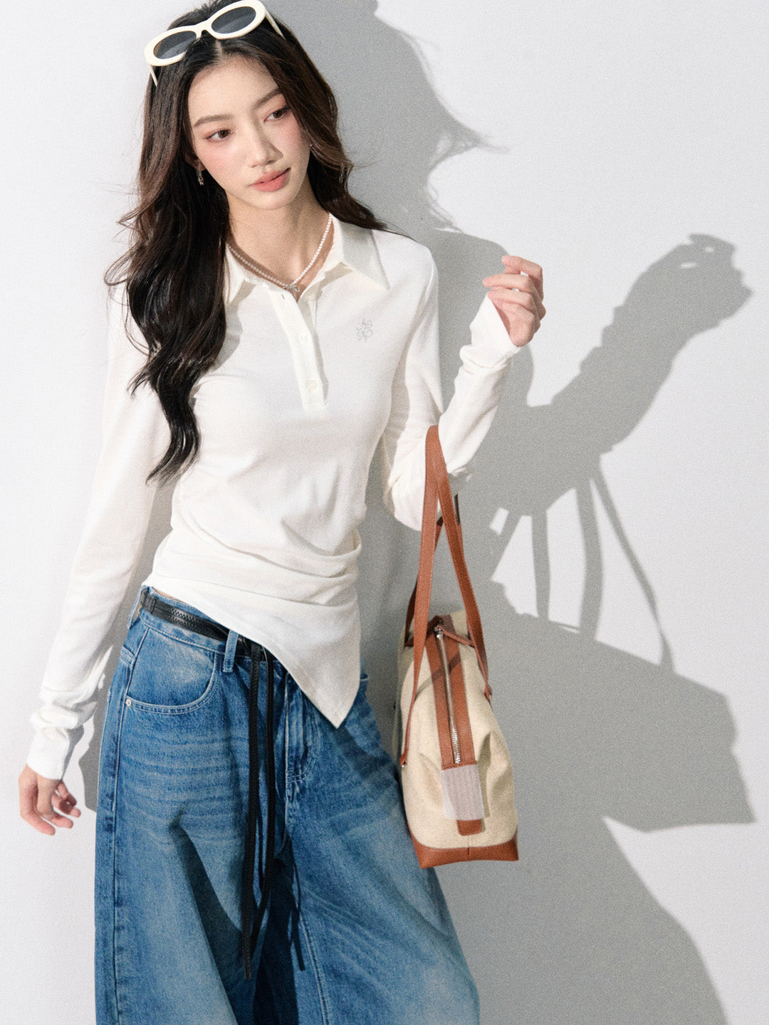 Lafreedom LAF350817 Polo collar design irregular top