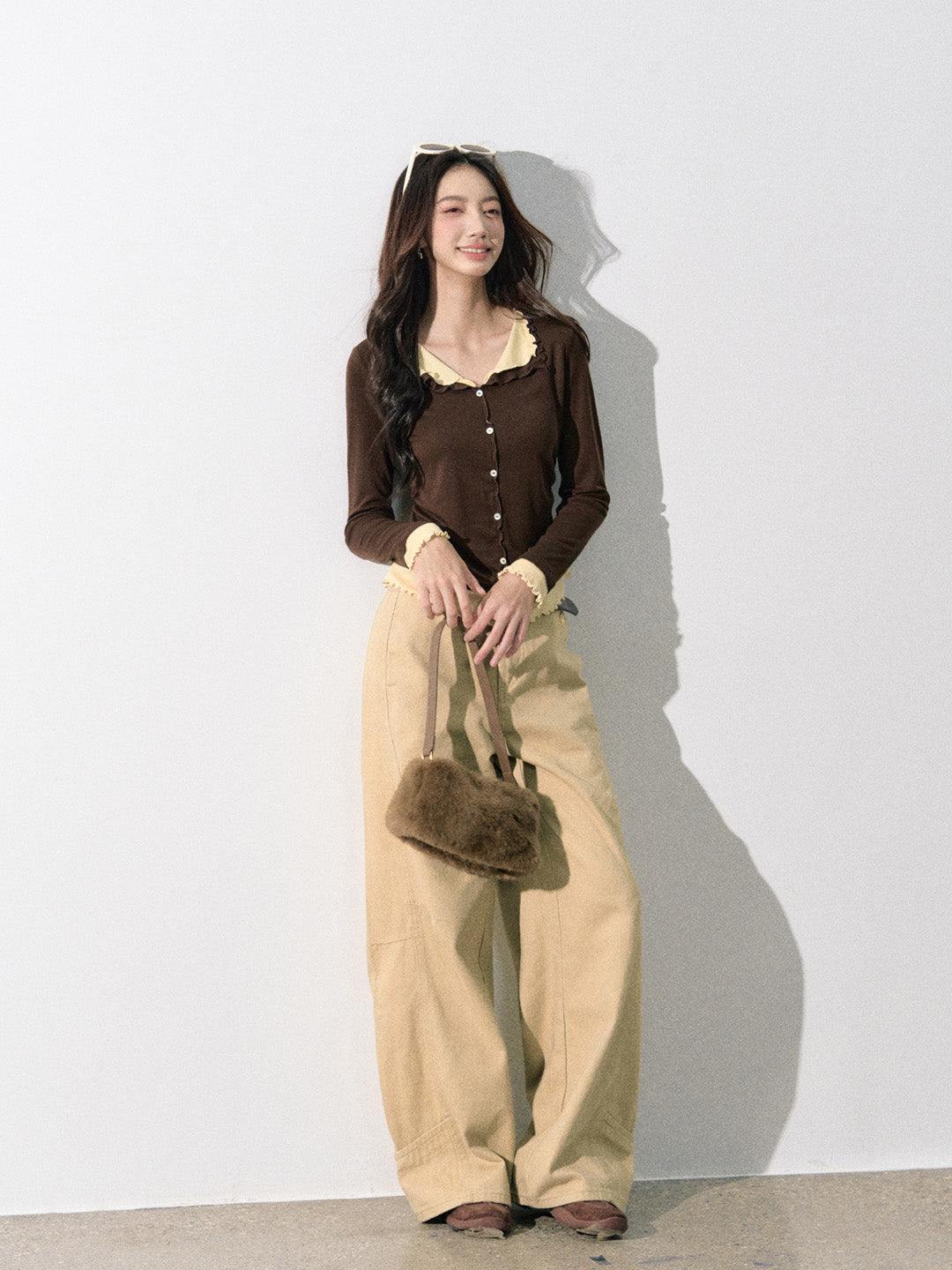 Lafreedom LAF350818 Fake two piece knitted long sleeve top