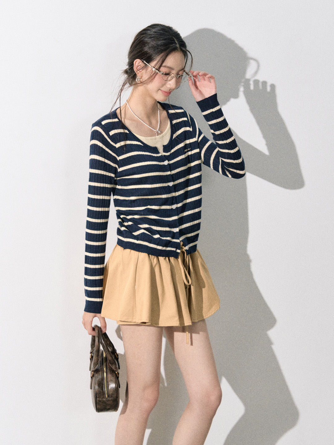 Lafreedom LAF350823 Striped patchwork knitted cardigan