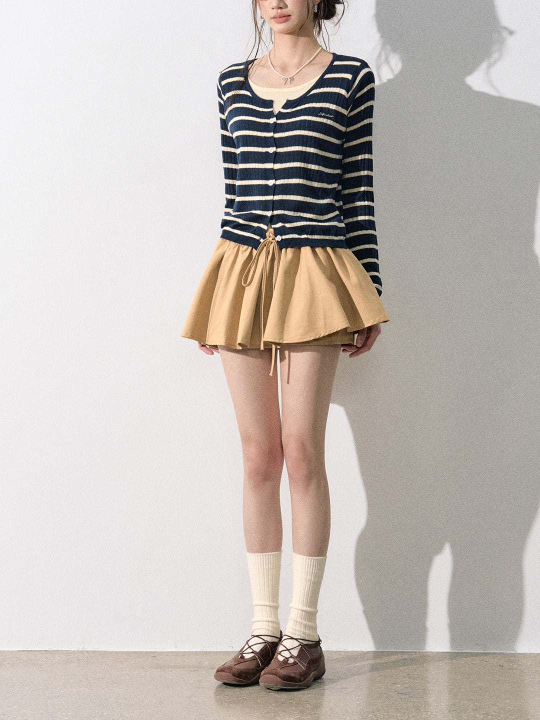 Lafreedom LAF350824 Drawstring tied flower bud skirt