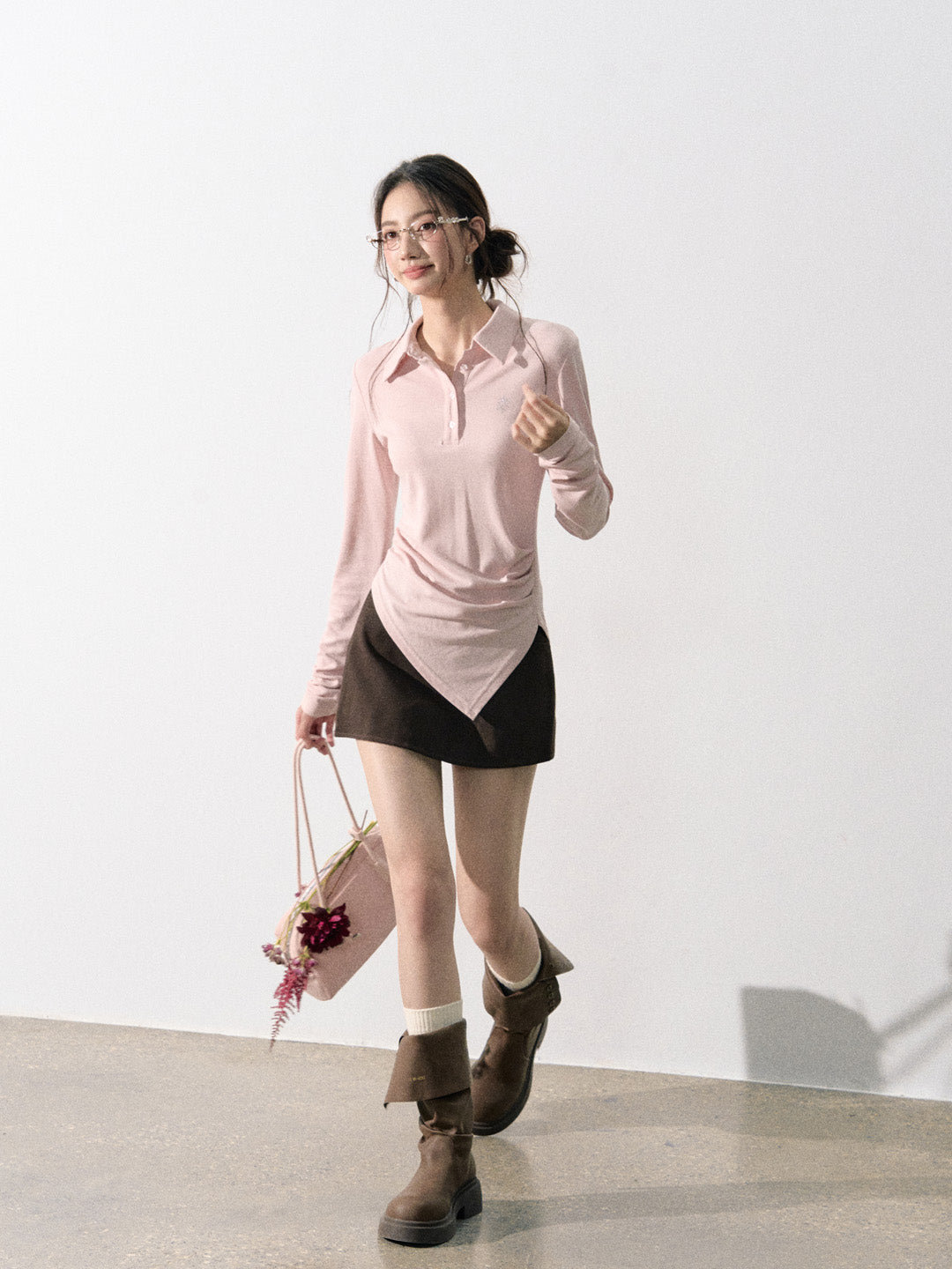 Lafreedom LAF350817 Polo collar design irregular top