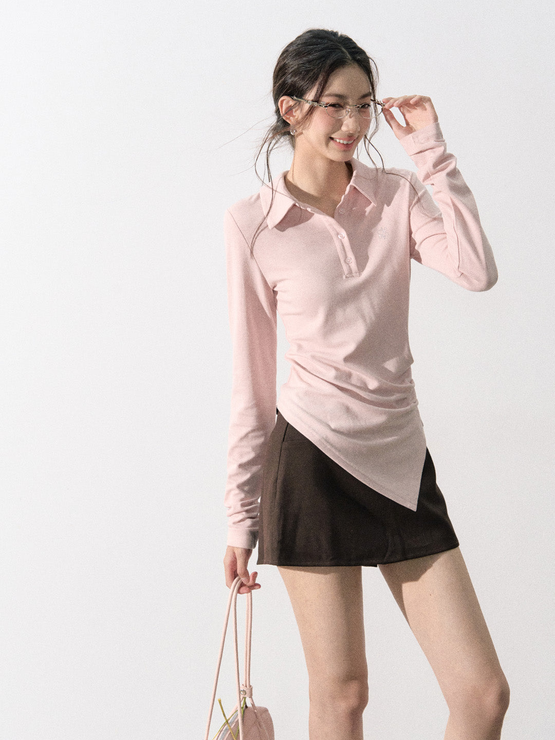 Lafreedom LAF350817 Polo collar design irregular top