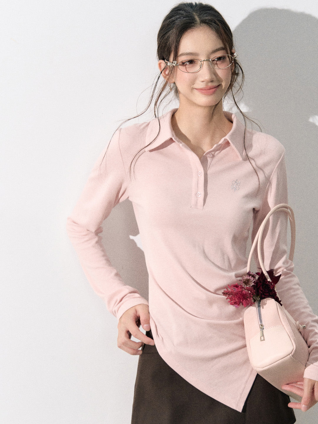 Lafreedom LAF350817 Polo collar design irregular top