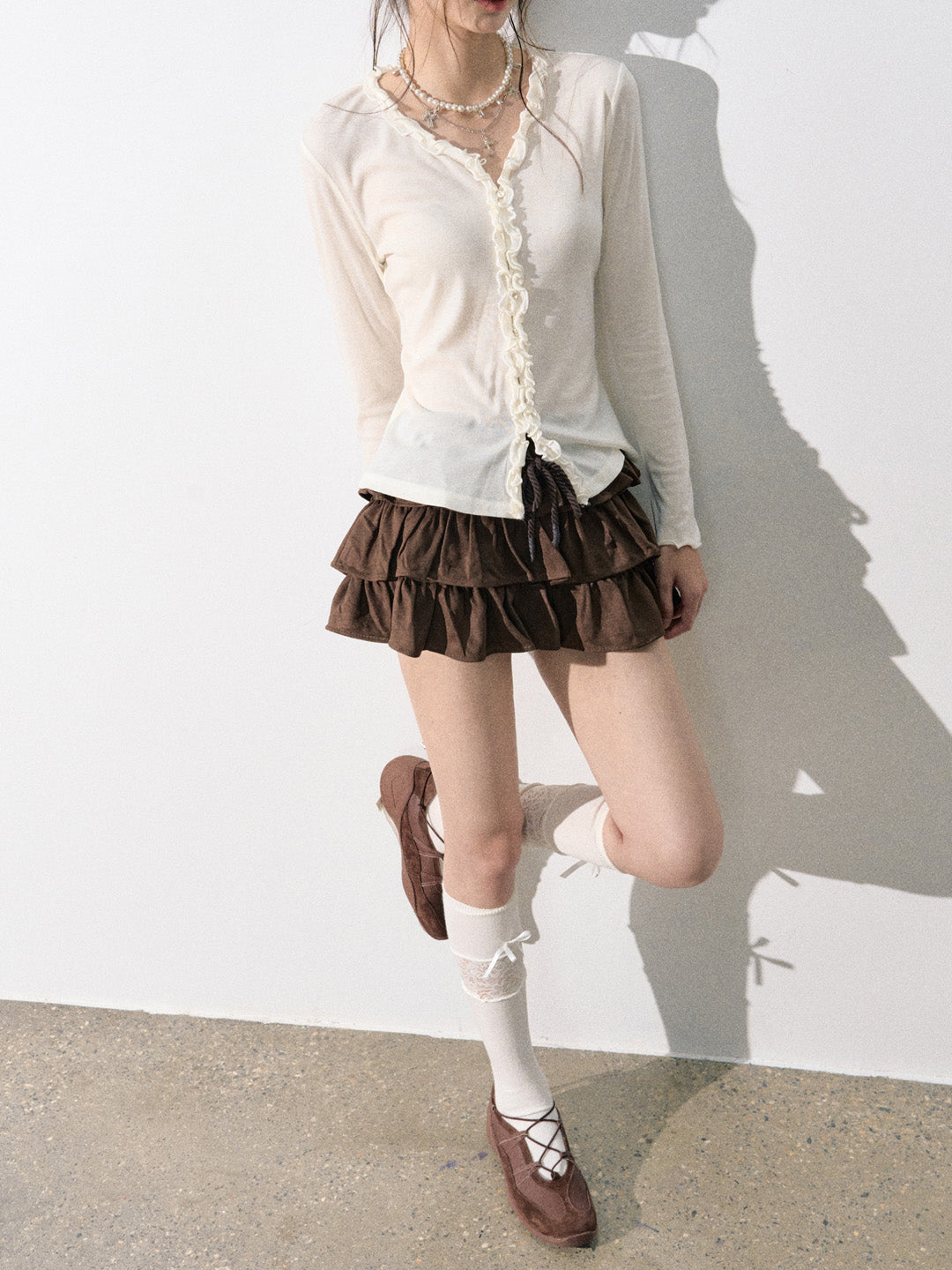 Lafreedom LAF350819 American retro pleated multi-layer skirt