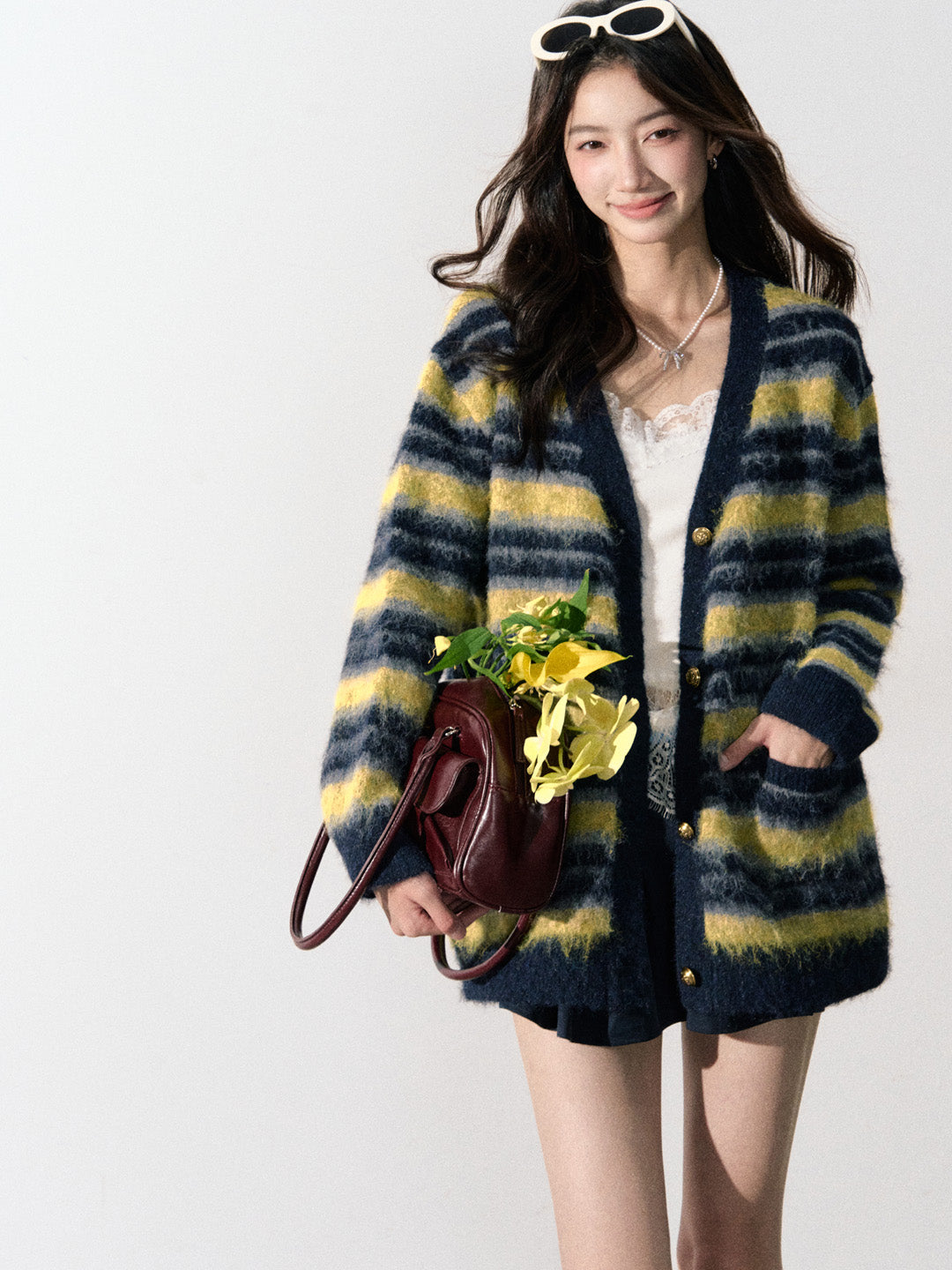Lafreedom LAF350908 Striped knitted cardigan