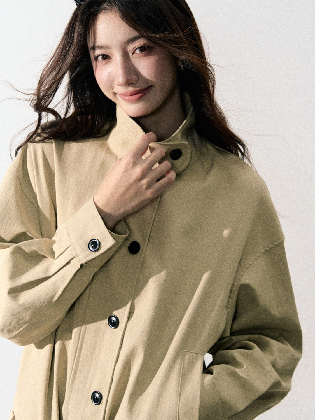 Lafreedom LAF350912 Stand up collar design pleated windbreaker jacket