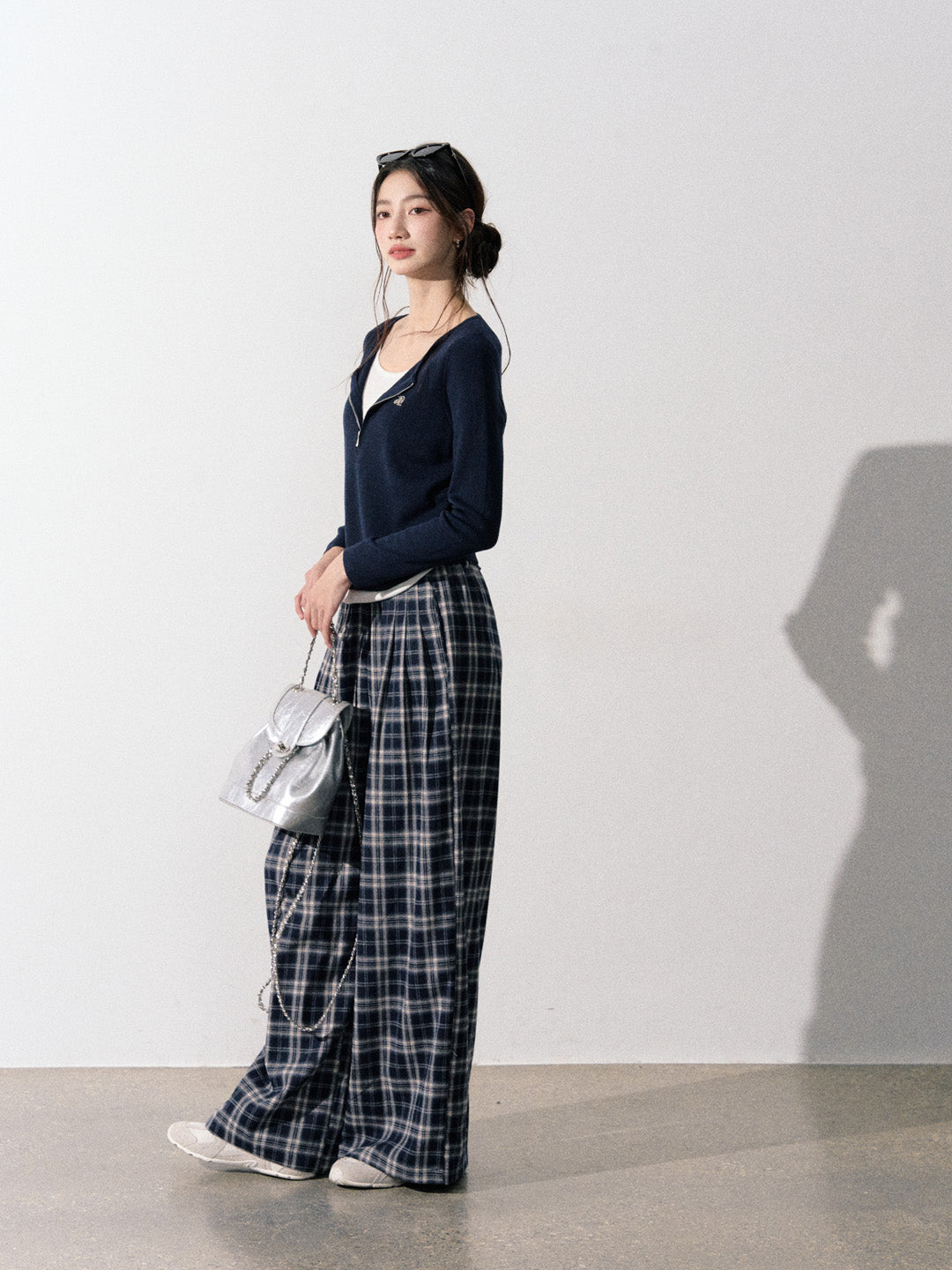 Lafreedom LAF350913 Retro plaid loose pants