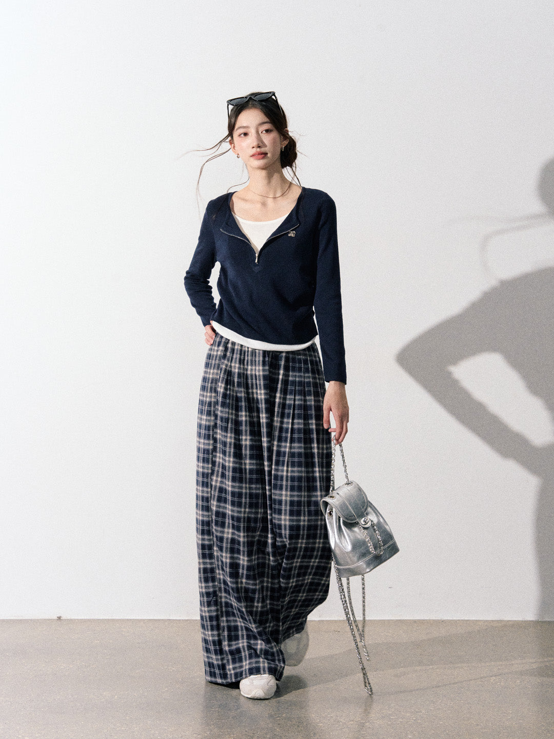 Lafreedom LAF350913 Retro plaid loose pants