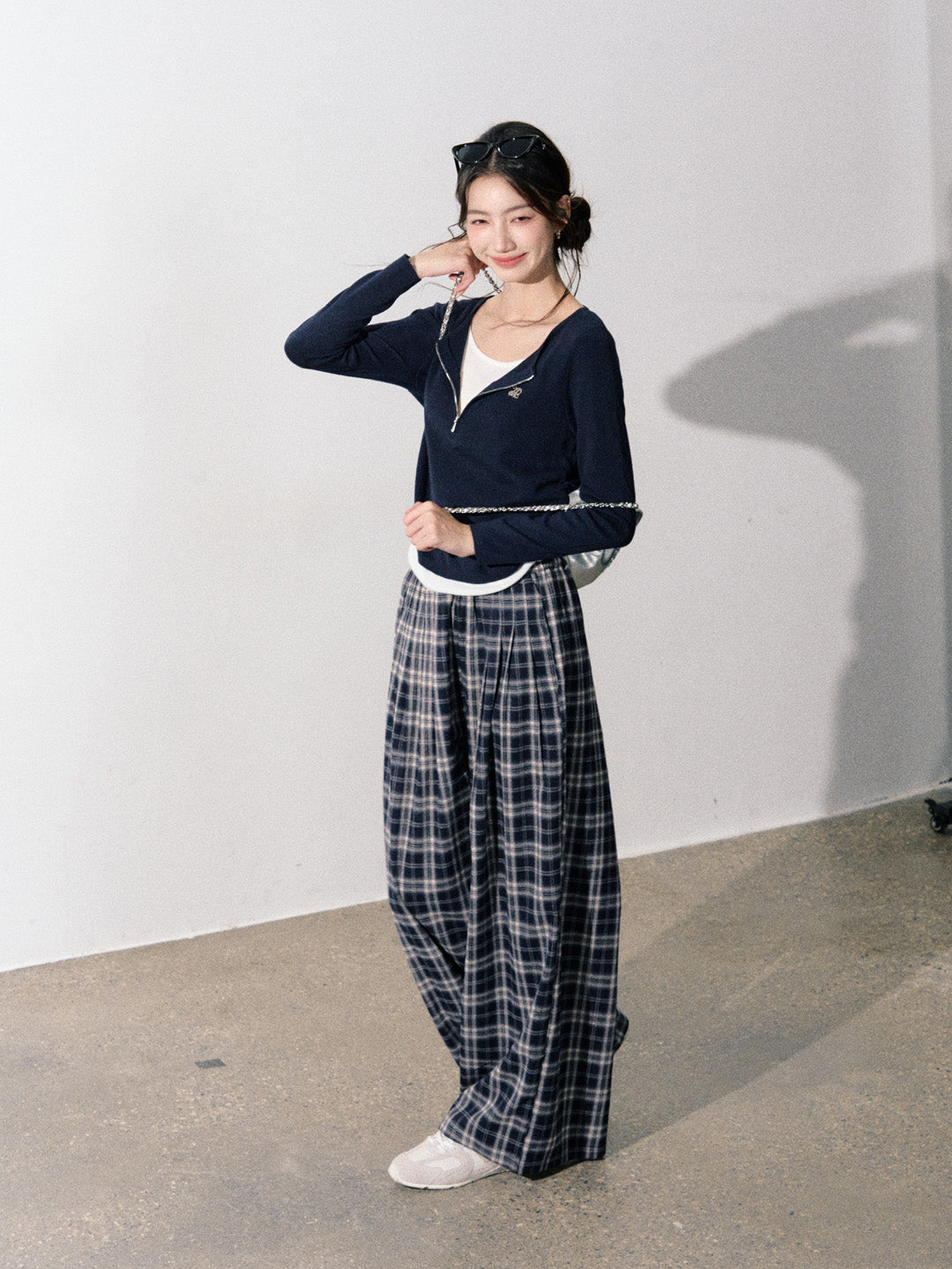 Lafreedom LAF350913 Retro plaid loose pants