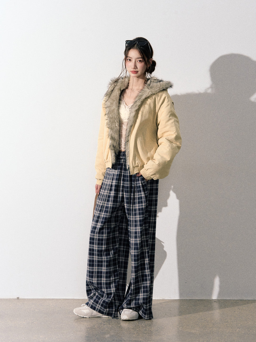 Lafreedom LAF350913 Retro plaid loose pants