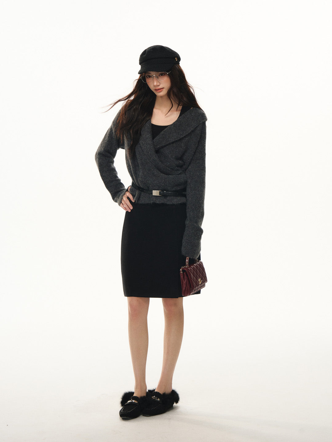 Lafreedom LAF351109 Simple high waisted woolen tube skirt