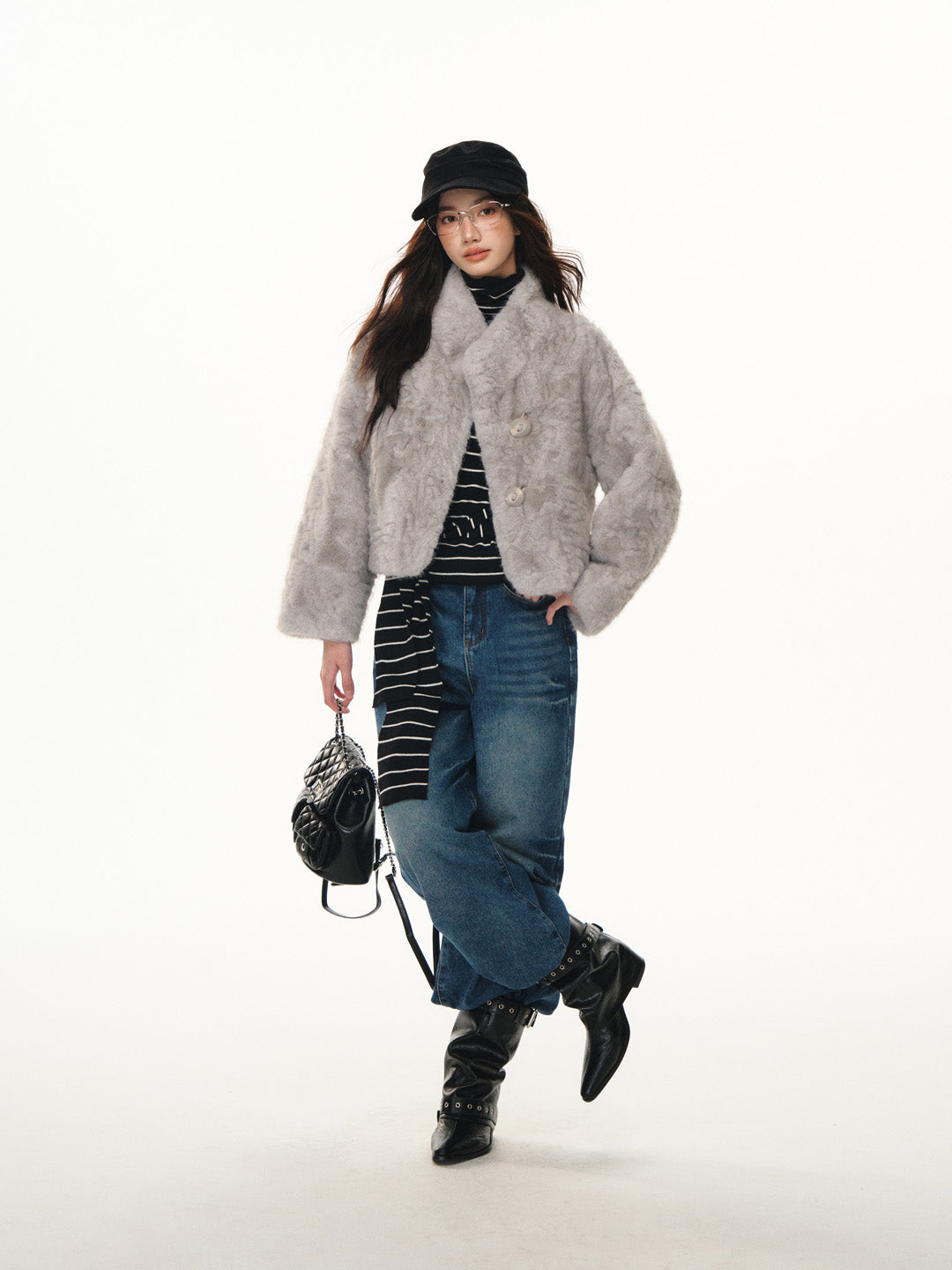 Lafreedom LAF351112 Short fur integrated jacket