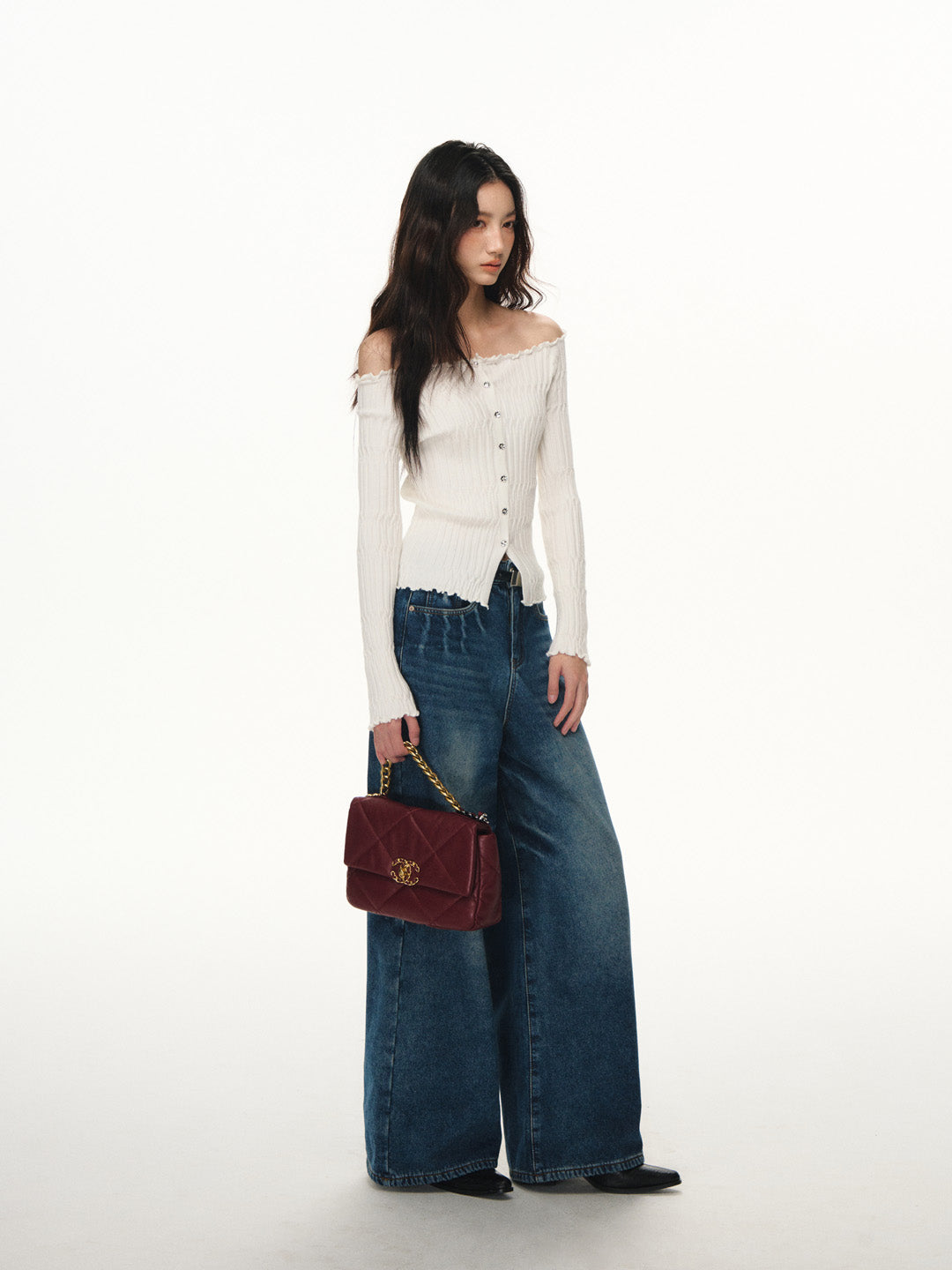 Lafreedom LAF351111 Retro straight leg fleece jeans