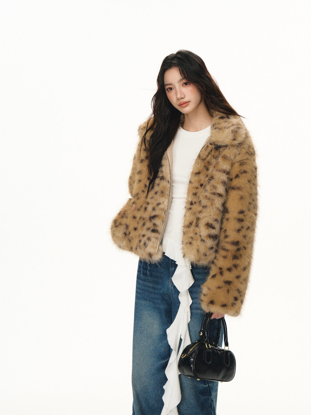 Lafreedom LAF351115 Retro leopard print fur thick coat