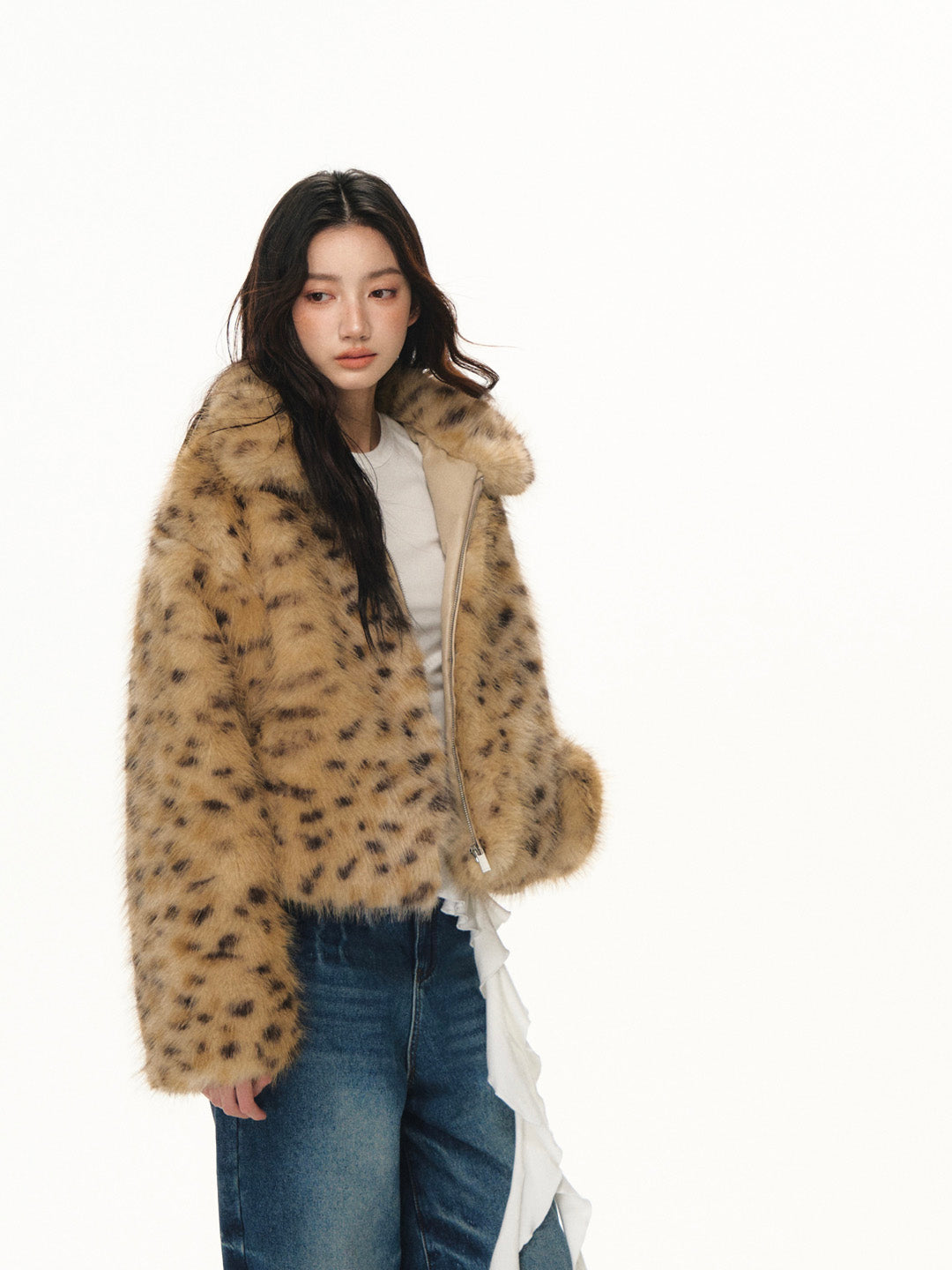 Lafreedom LAF351115 Retro leopard print fur thick coat
