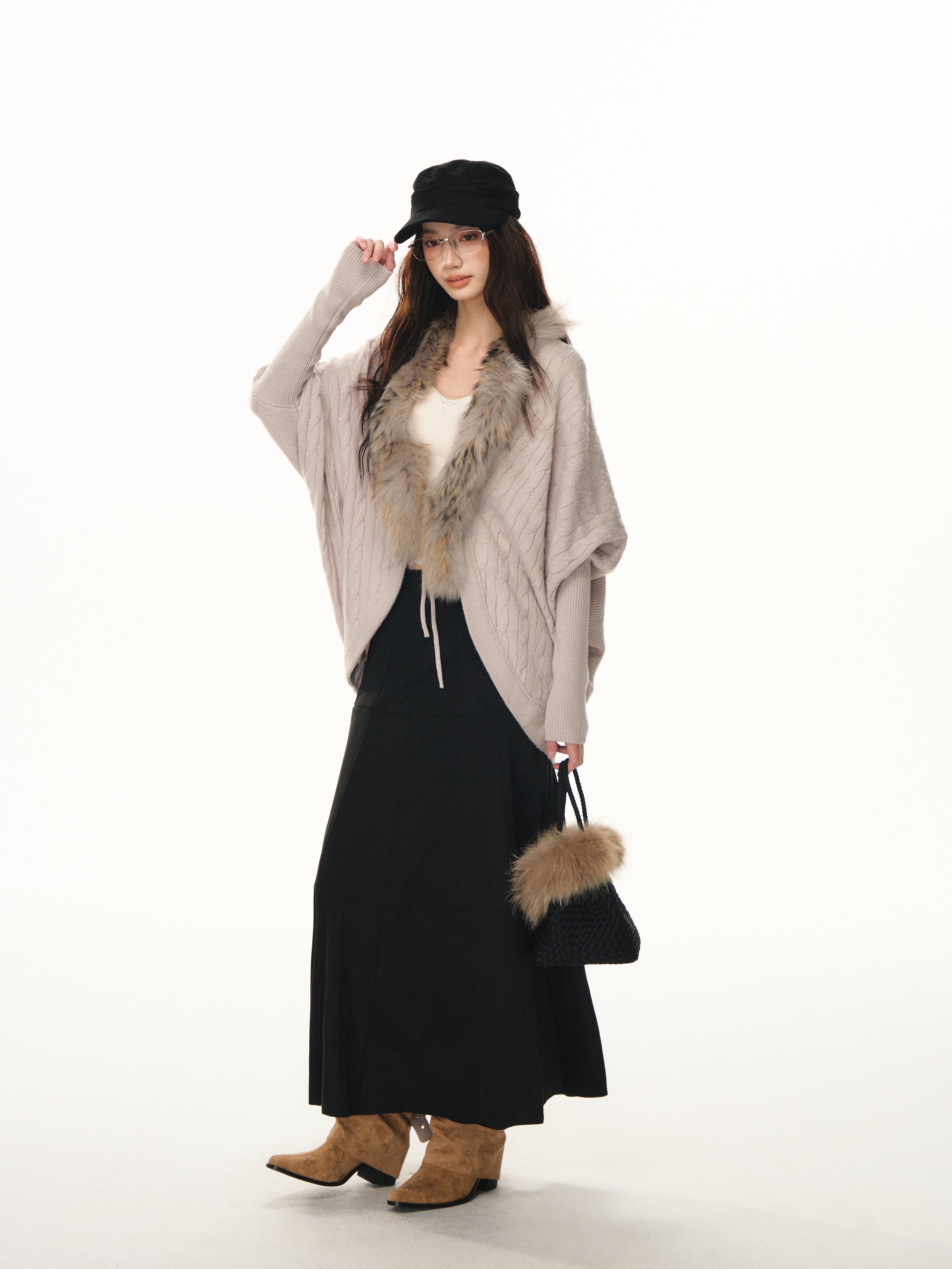 Lafreedom LAF351106 Suede plush flowing skirt