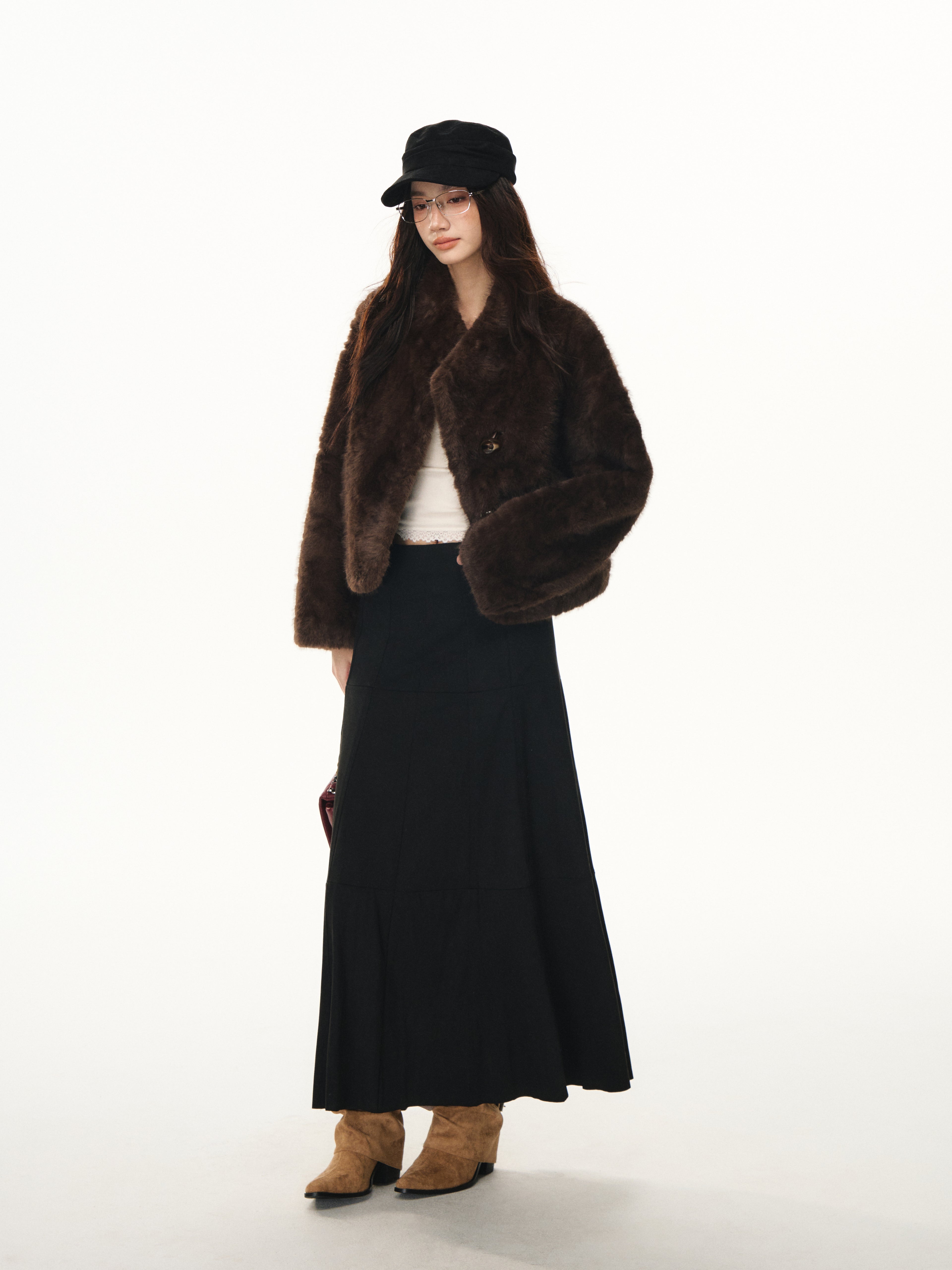 Lafreedom LAF351106 Suede plush flowing skirt