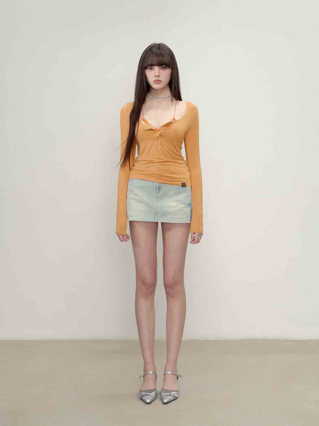 VIA PITTI VIABTP149 Button light and thin sunscreen top (2color)