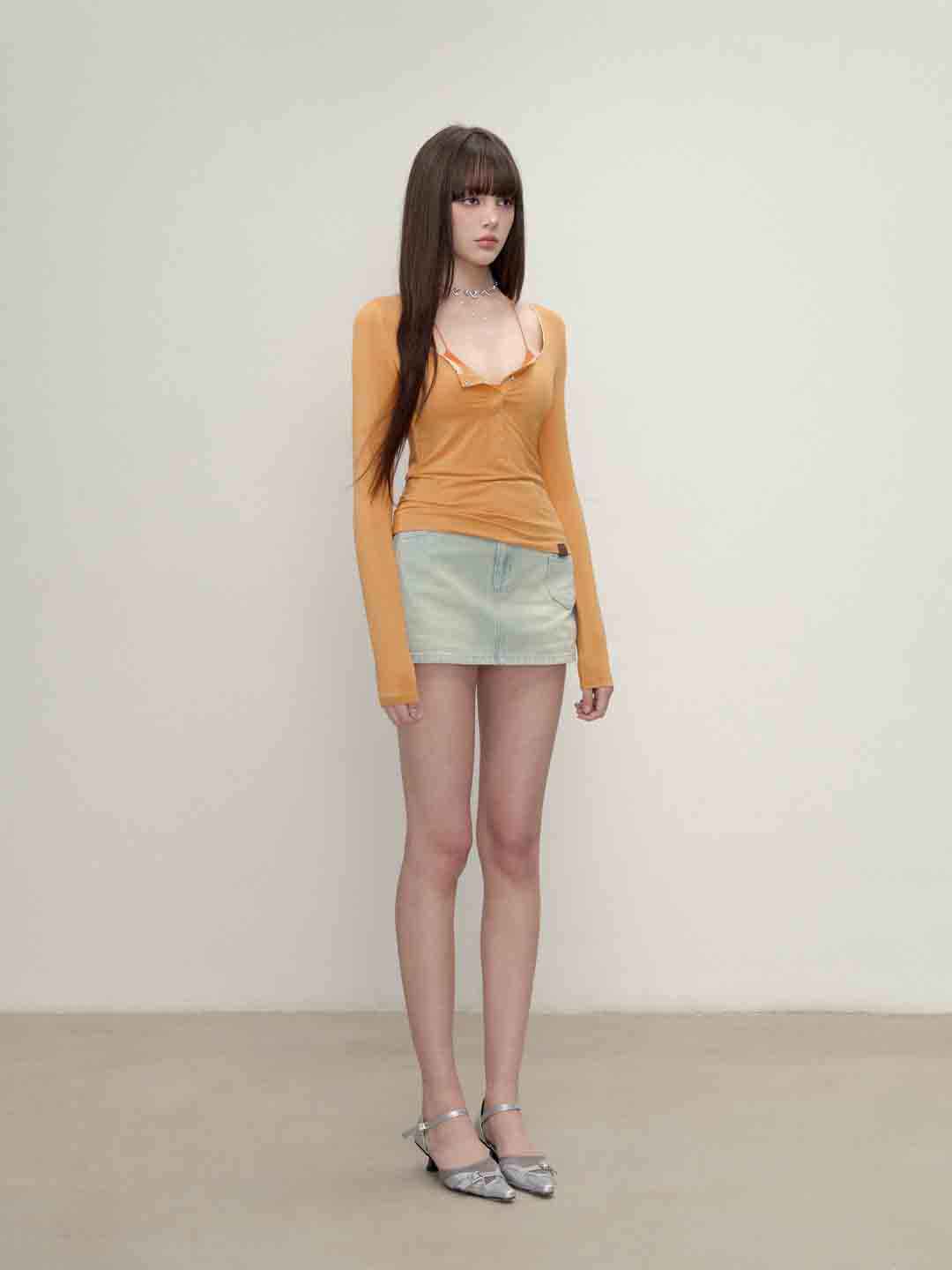 VIA PITTI VIABTP149 Button light and thin sunscreen top (2color)