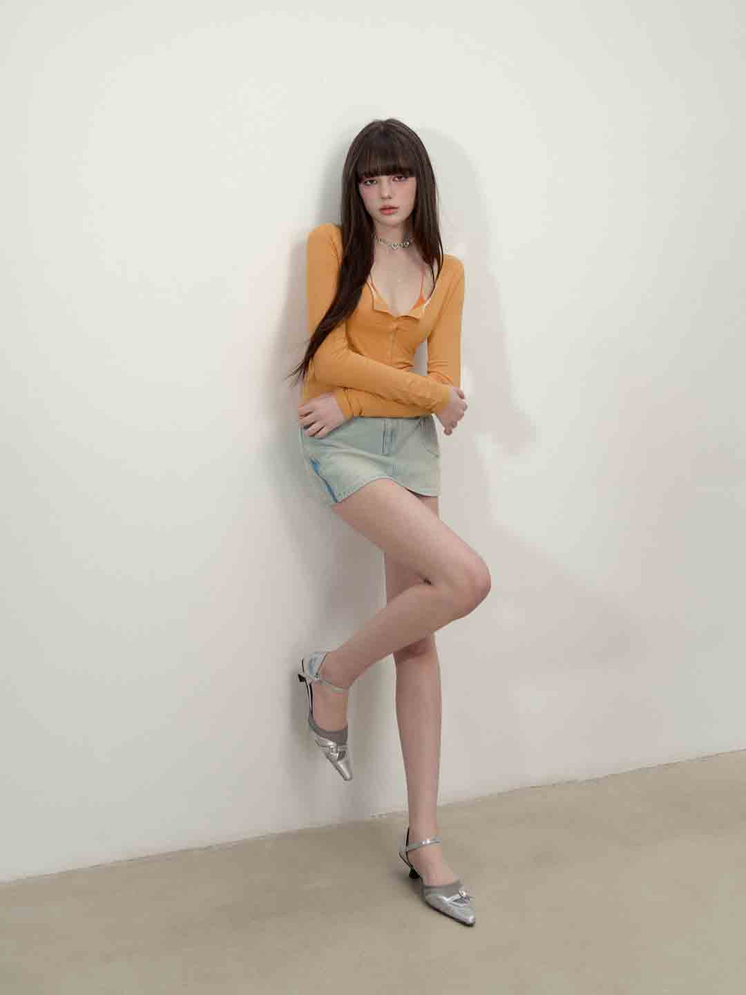 VIA PITTI VIABTP149 Button light and thin sunscreen top (2color)