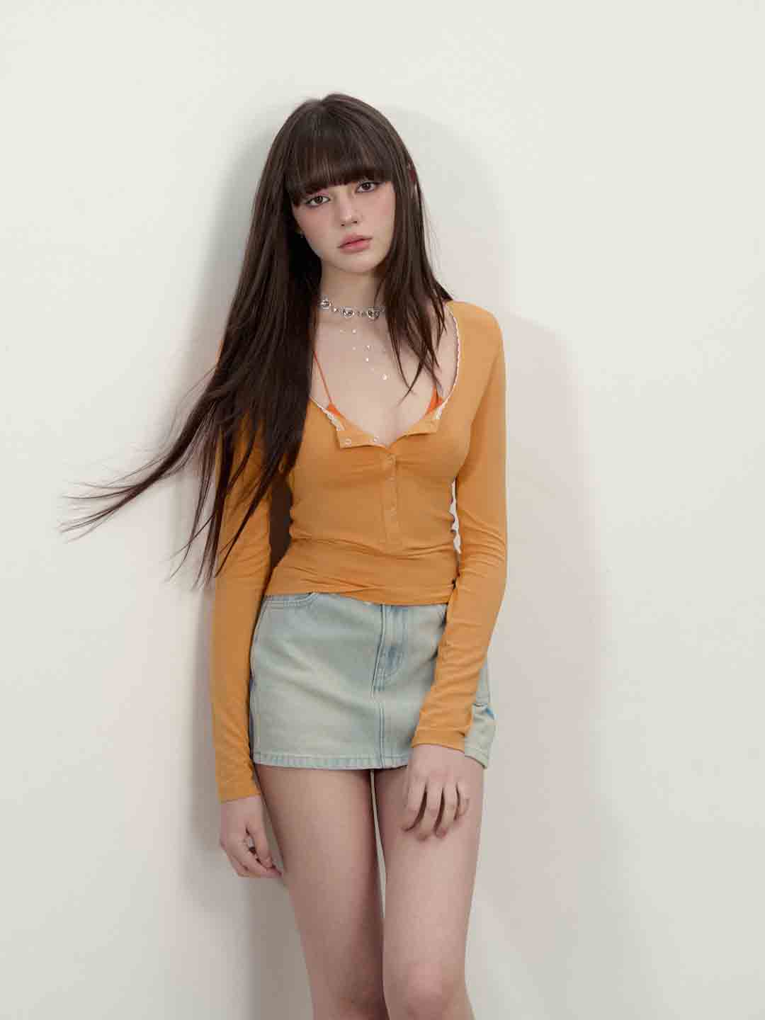 VIA PITTI VIABTP149 Button light and thin sunscreen top (2color)