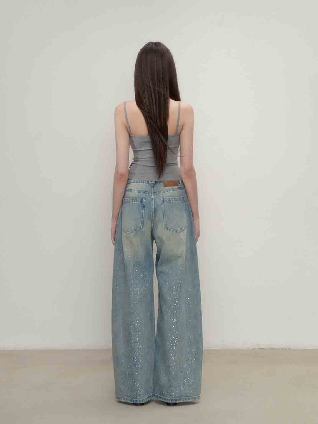 VIA PITTI VIABP197 Rhinestone wide leg jeans