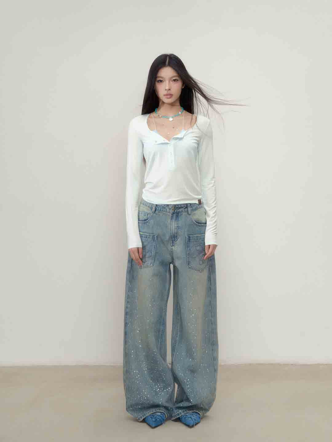 VIA PITTI VIABTP149 Button light and thin sunscreen top (2color)