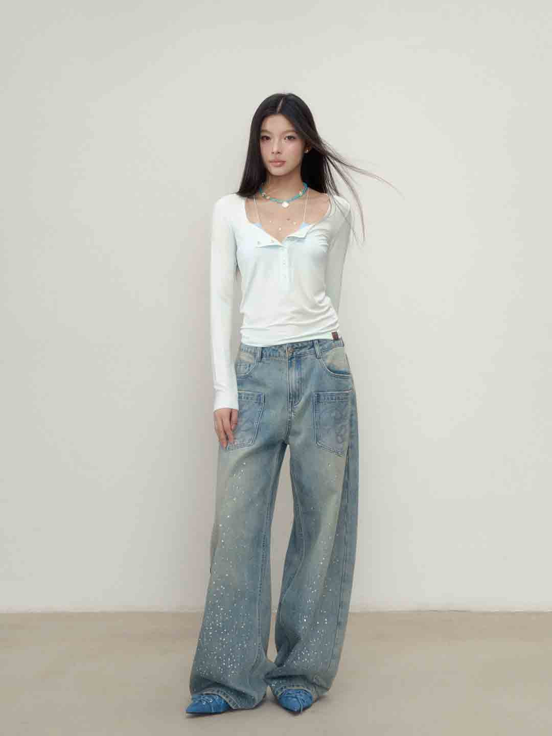 VIA PITTI VIABTP149 Button light and thin sunscreen top (2color)