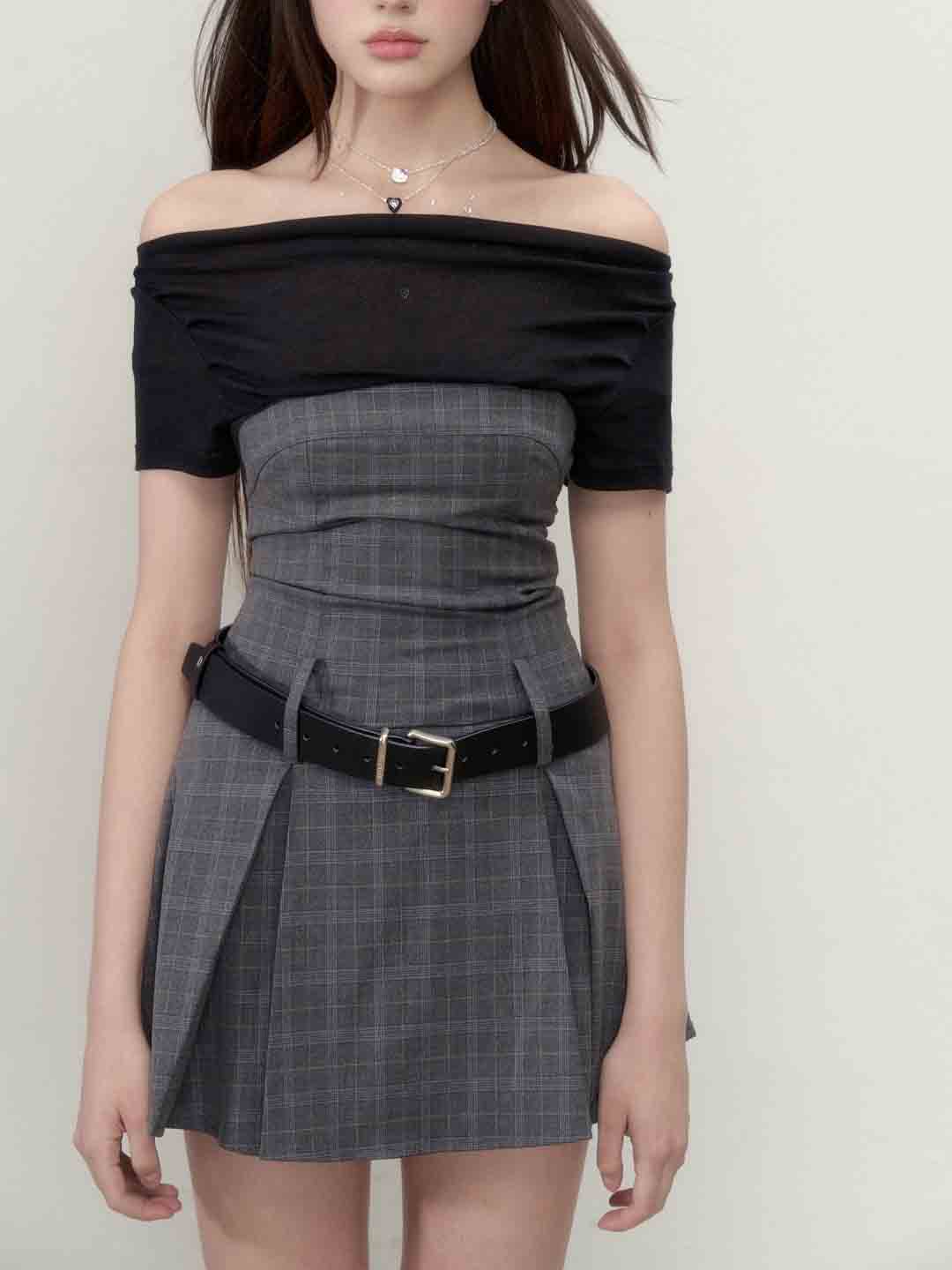 VIA PITTI V23BD197 Splicing plaid dress