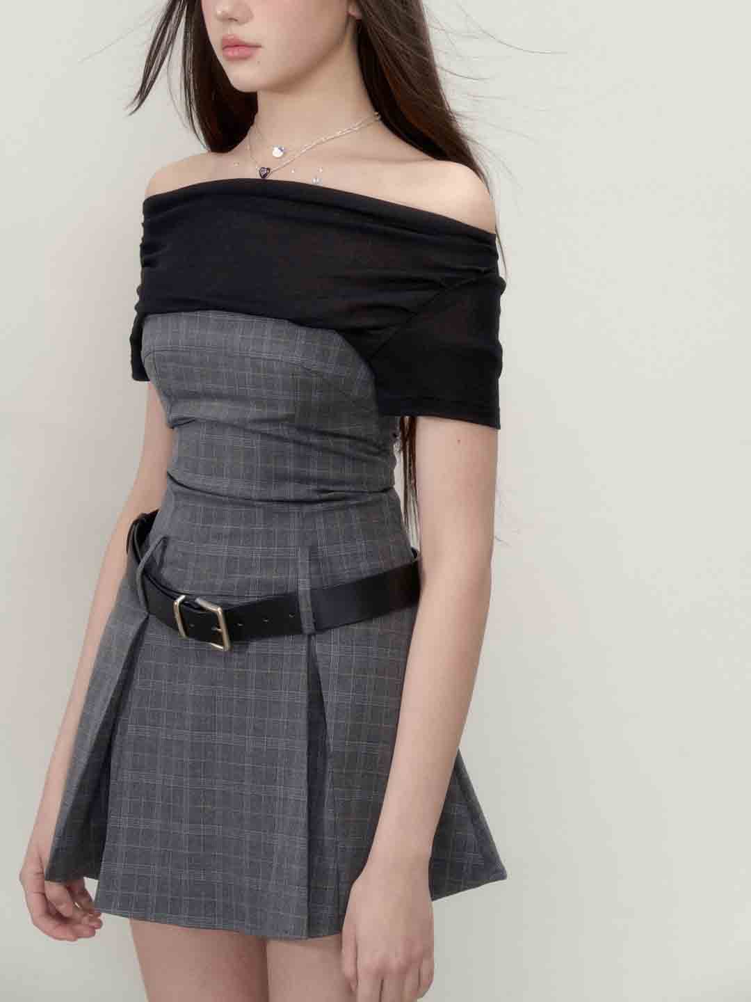 VIA PITTI V23BD197 Splicing plaid dress