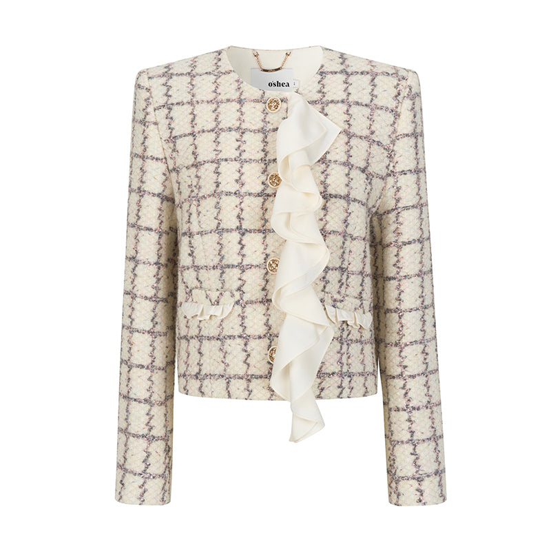 OShea Plaid pleated short jacket