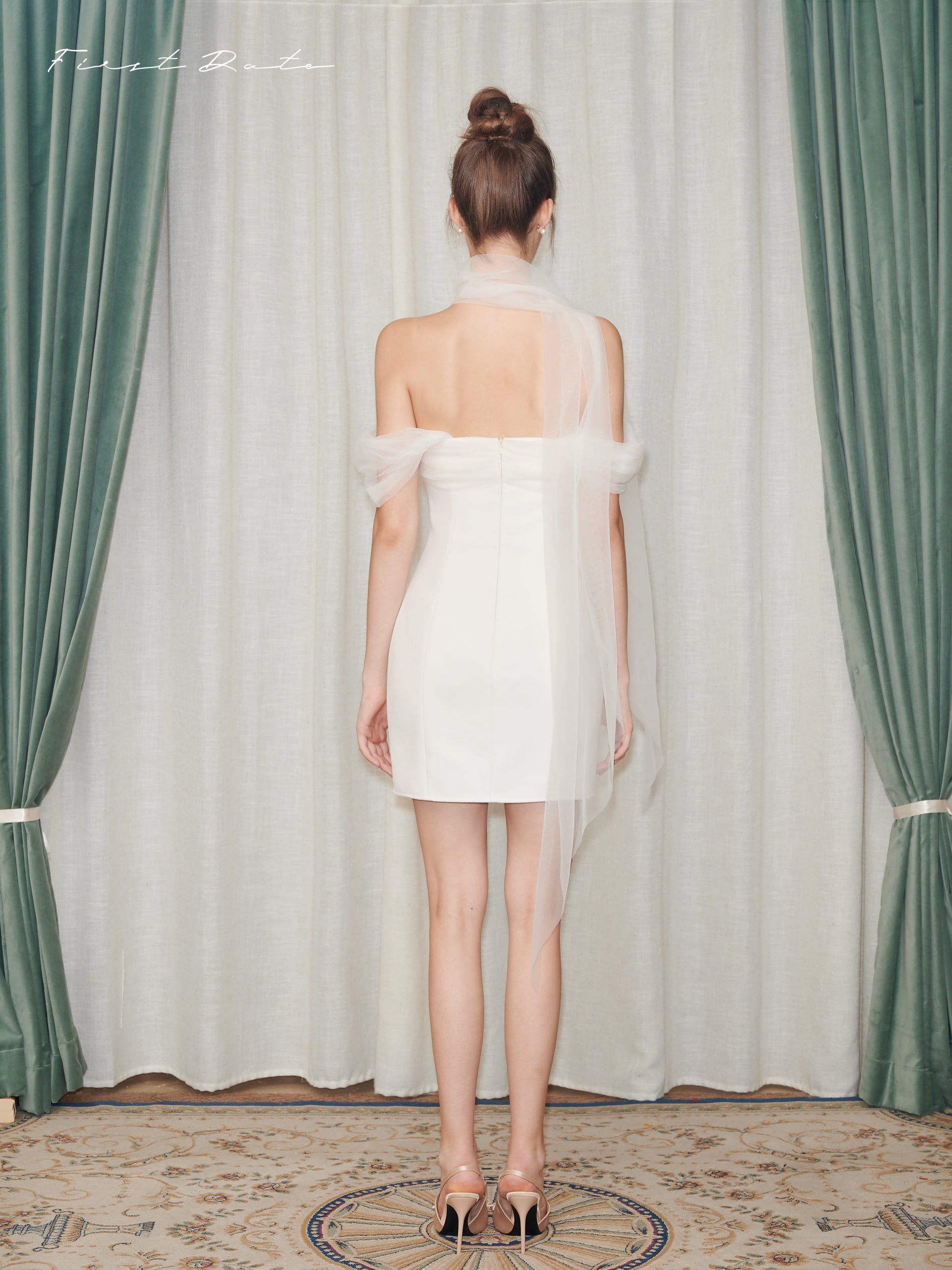 First Date Off shoulder ribbon dress