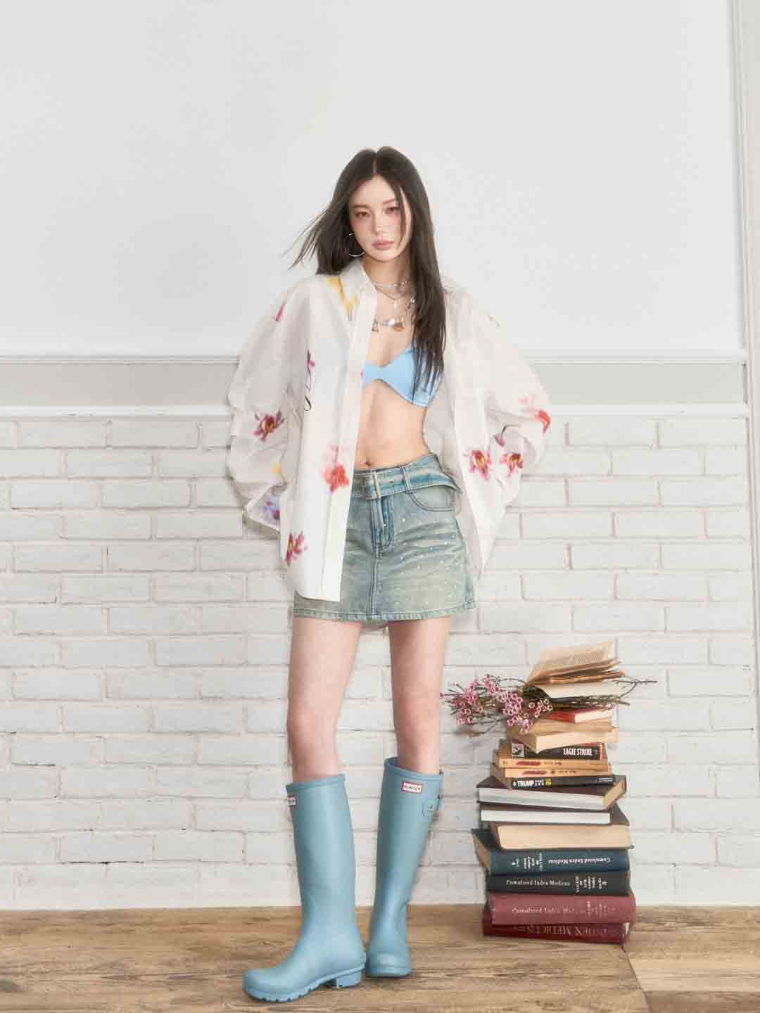 VIA PITTI VIABP231 Rhinestone denim skirt