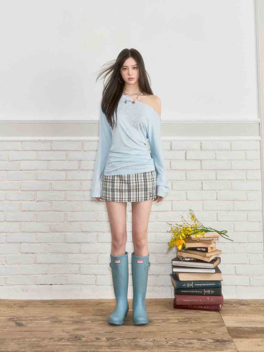 VIA PITTI VIABTP192&VIABTP193 Off shoulder top + vest set (seperate)