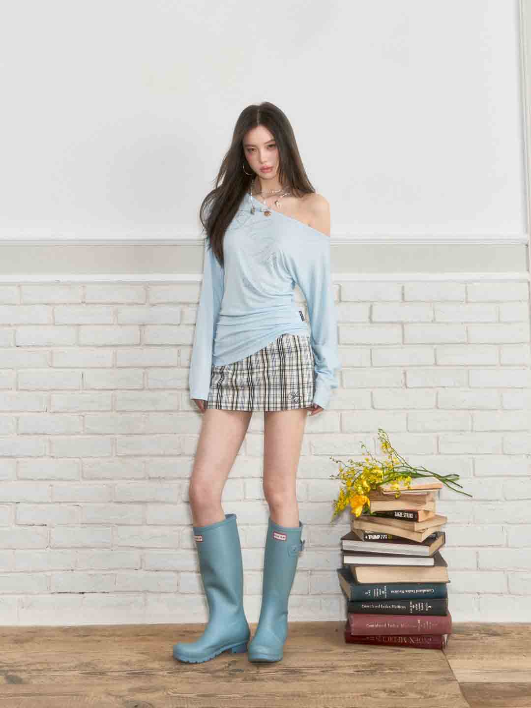 VIA PITTI VIABTP192&VIABTP193 Off shoulder top + vest set (seperate)