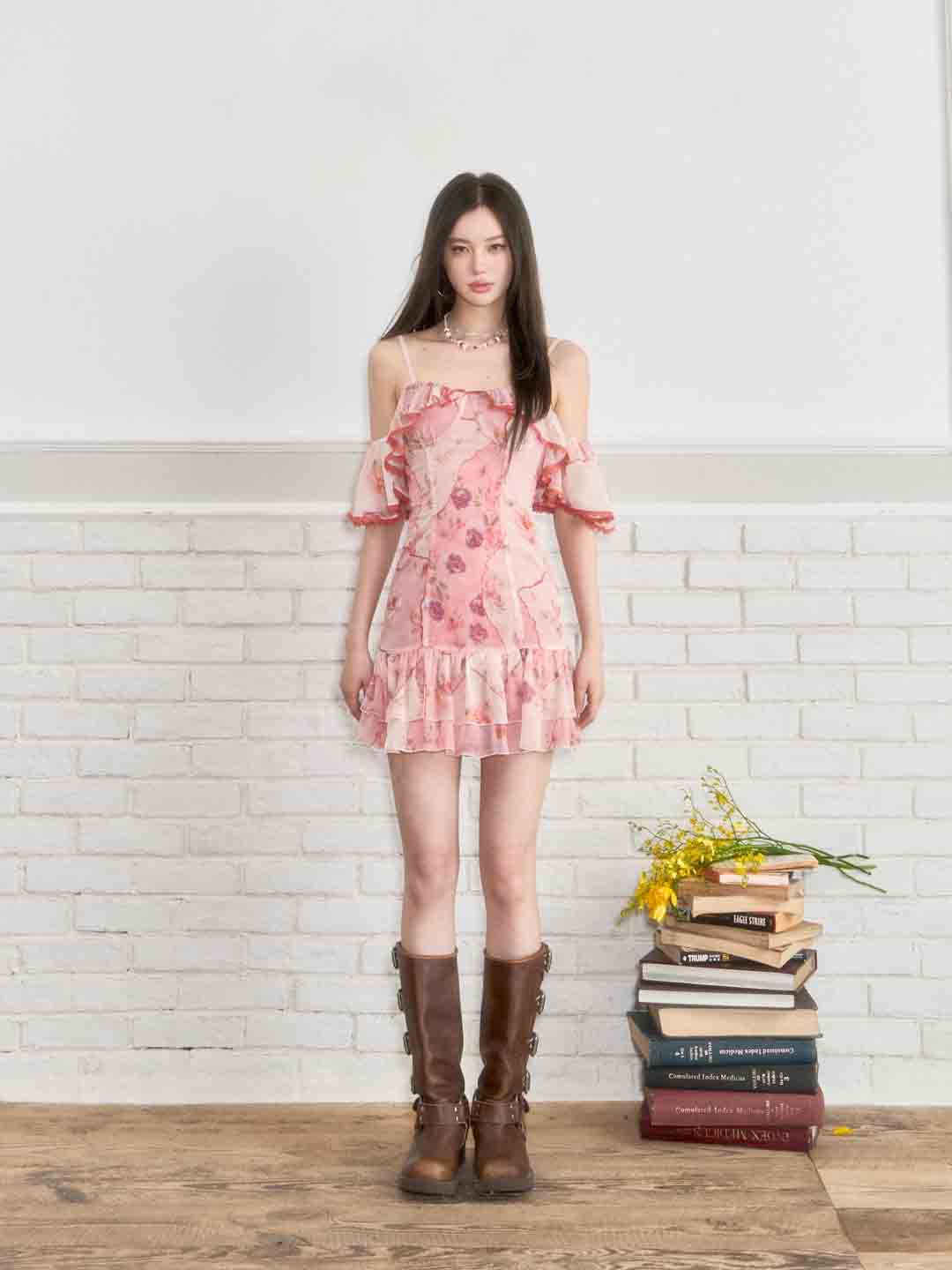 VIA PITTI VIABD178 Lace patchwork flower dress