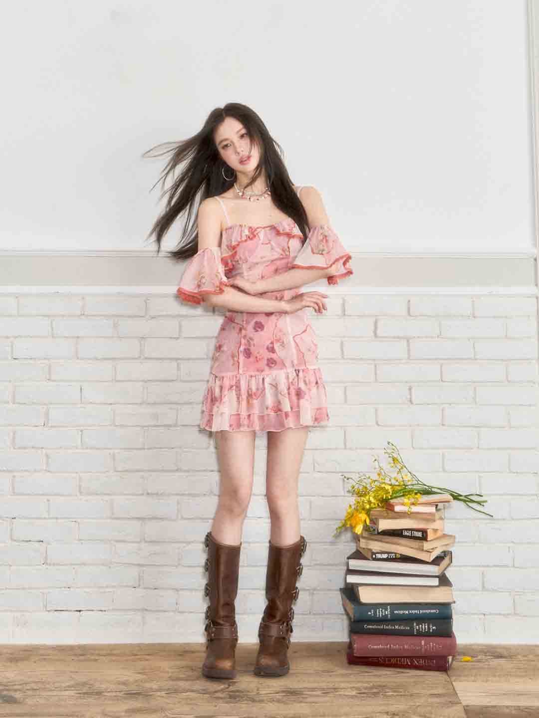 VIA PITTI VIABD178 Lace patchwork flower dress