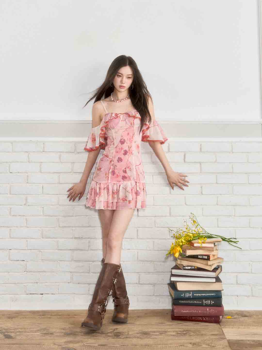 VIA PITTI VIABD178 Lace patchwork flower dress