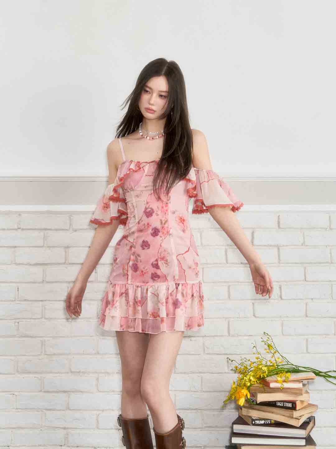 VIA PITTI VIABD178 Lace patchwork flower dress