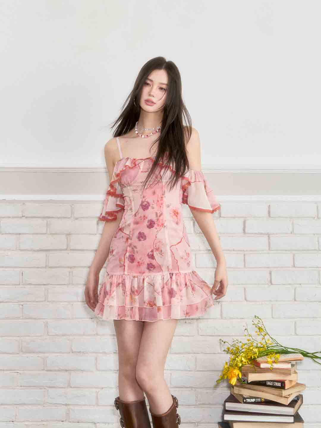 VIA PITTI VIABD178 Lace patchwork flower dress