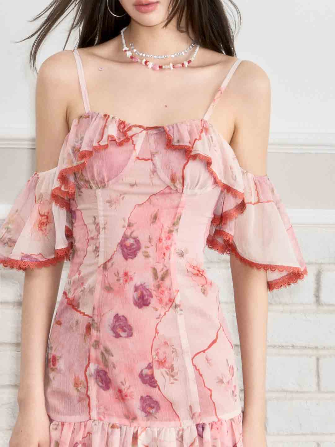 VIA PITTI VIABD178 Lace patchwork flower dress