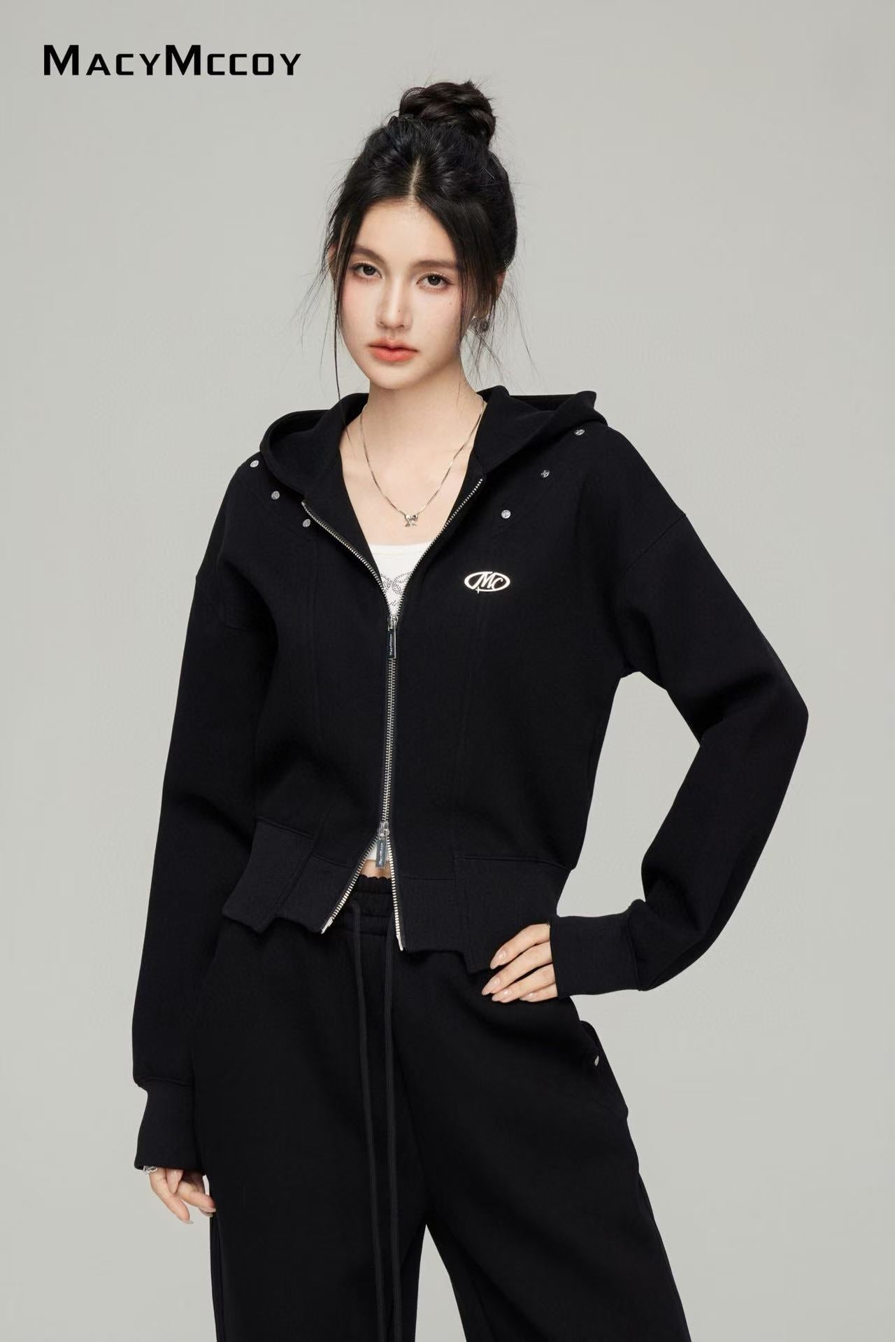 Macy Mccoy MMC2025016 Casual hooded jacket + pants set (2color)