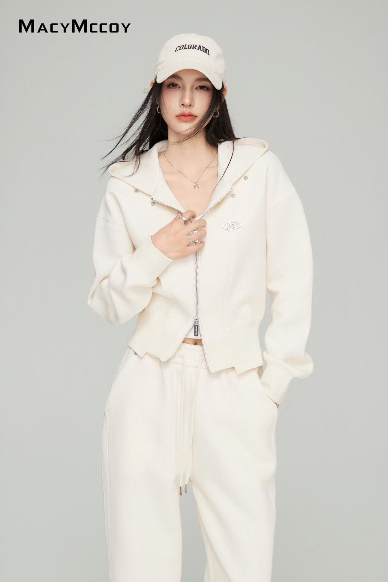Macy Mccoy MMC2025016 Casual hooded jacket + pants set (2color)