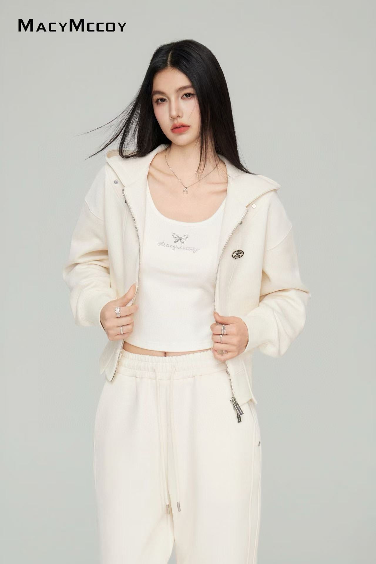 Macy Mccoy MMC2025016 Casual hooded jacket + pants set (2color)