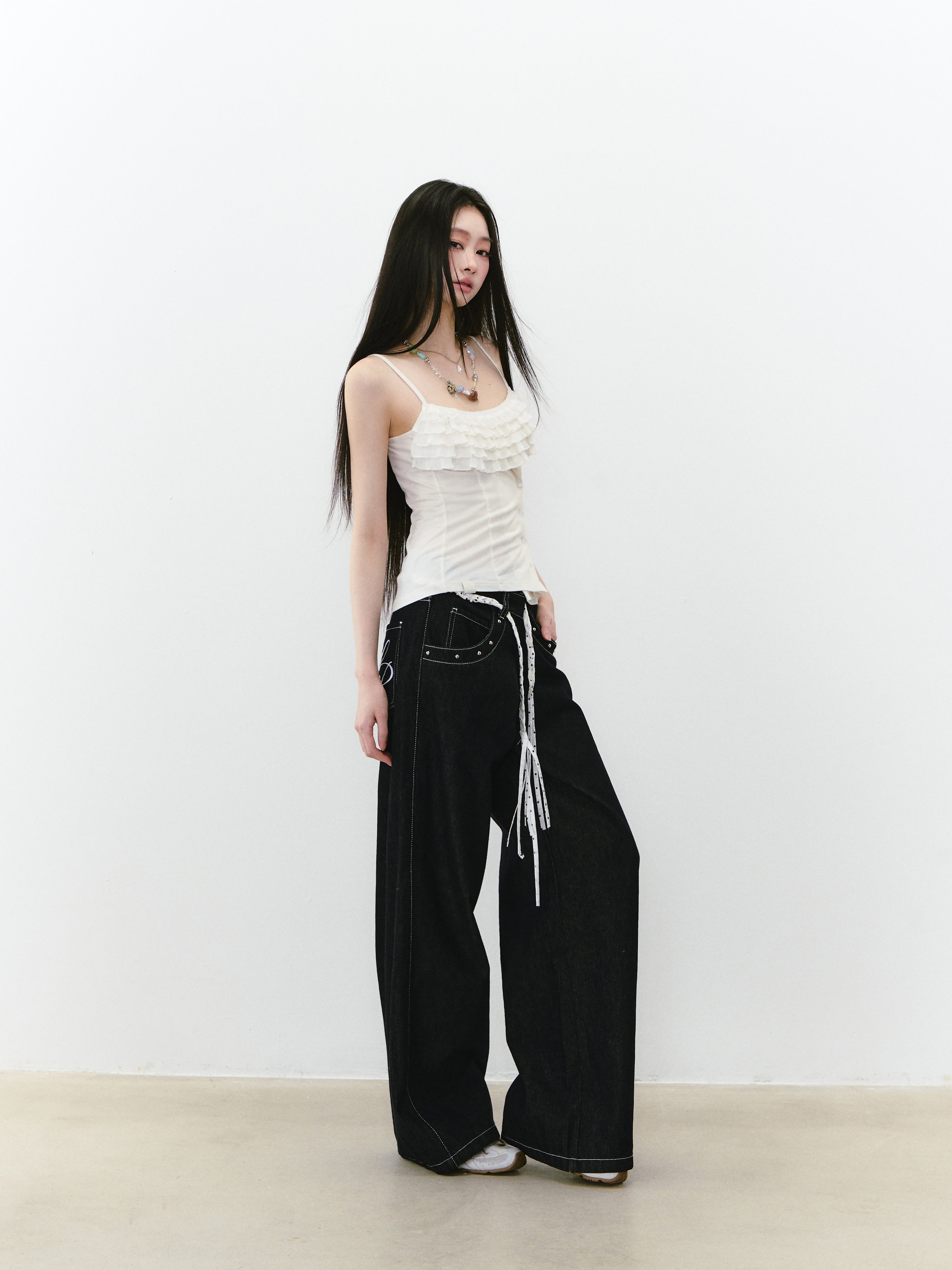 VIA PITTI VIABP219 Irregular wide leg denim pants