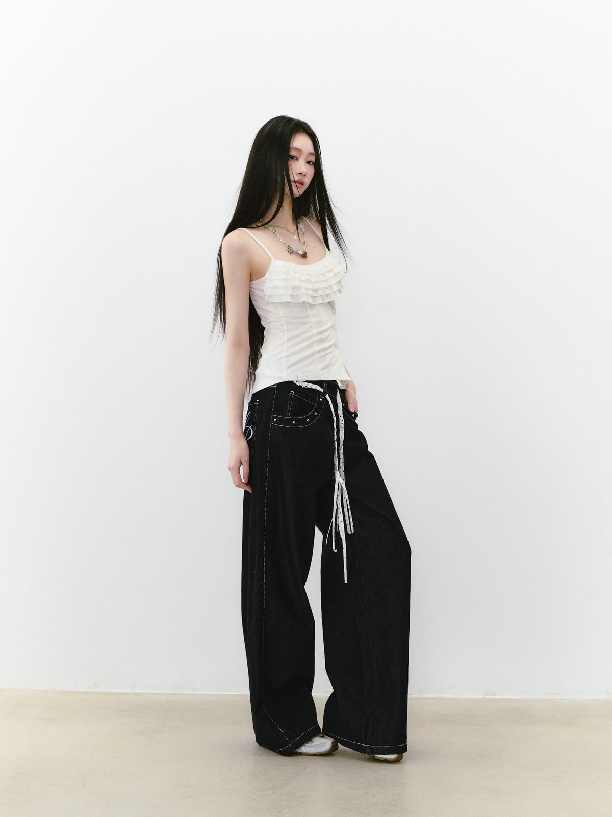 VIA PITTI VIABP219 Irregular wide leg denim pants