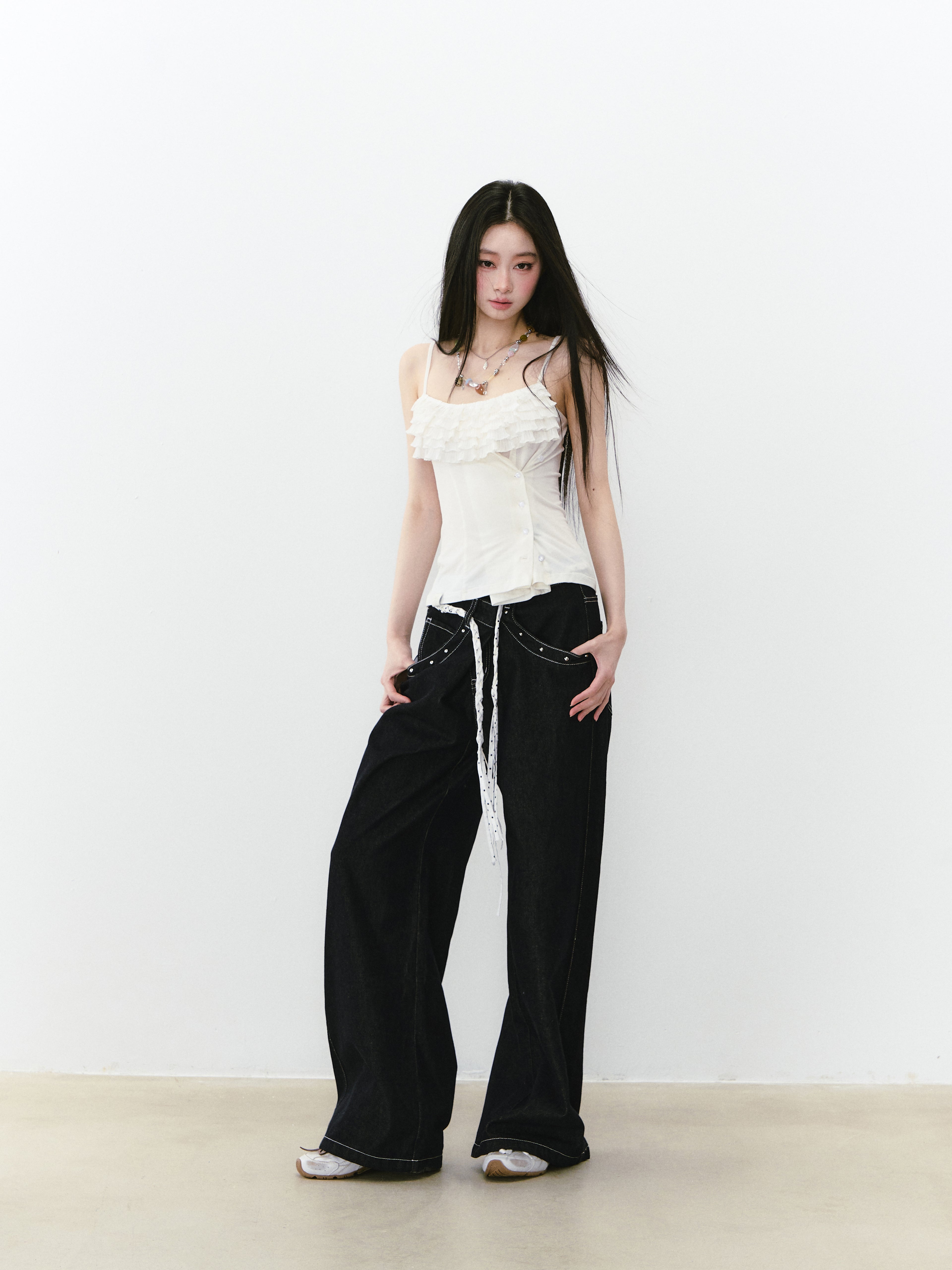 VIA PITTI VIABP219 Irregular wide leg denim pants