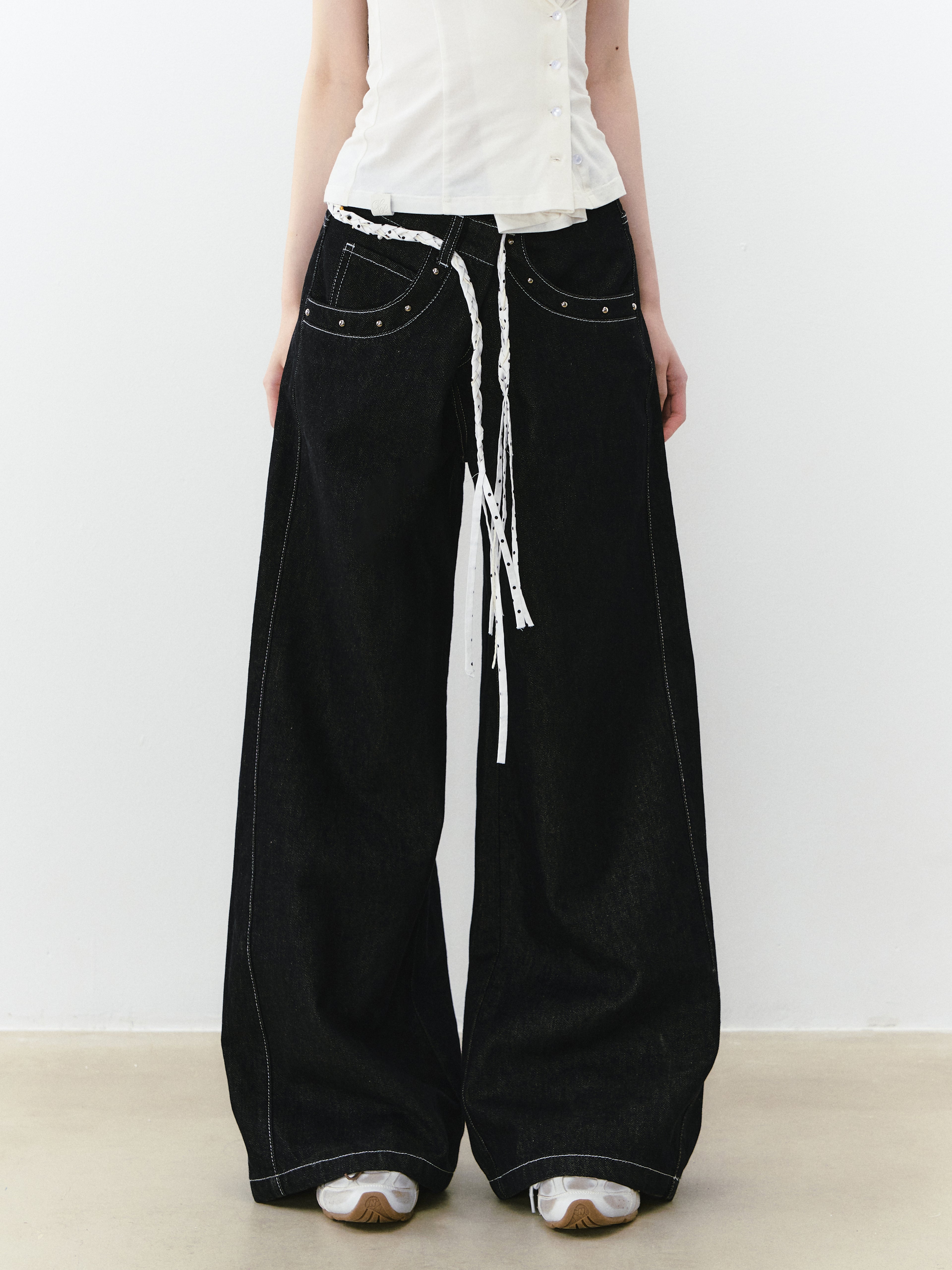 VIA PITTI VIABP219 Irregular wide leg denim pants