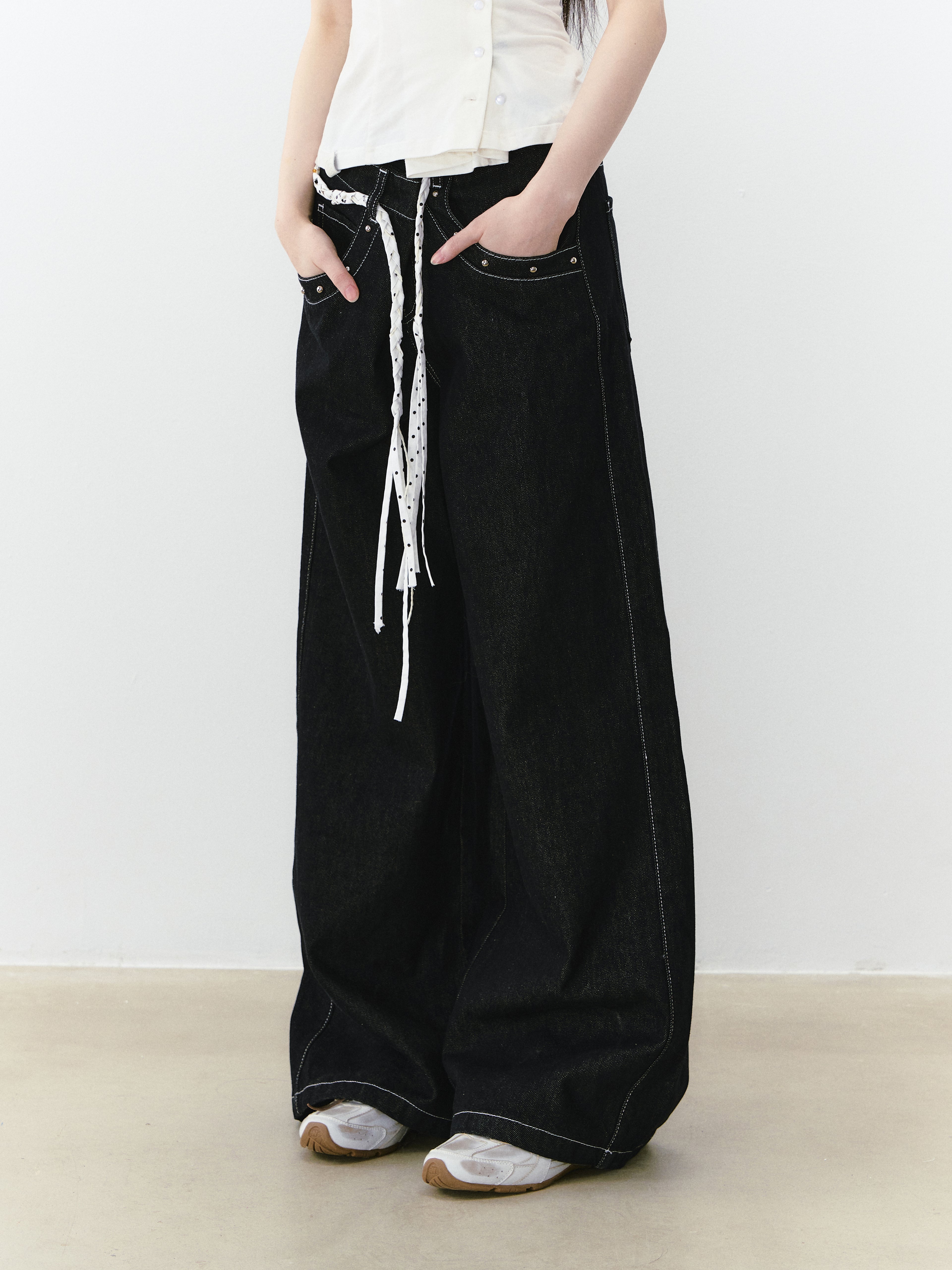 VIA PITTI VIABP219 Irregular wide leg denim pants