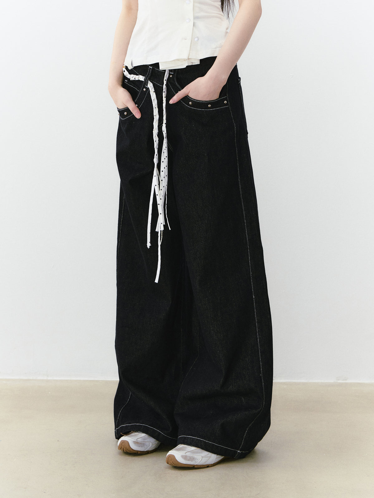 VIA PITTI VIABP219 Irregular wide leg denim pants